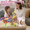 Flower Bouquet Craft Kit – DIY Arts & Crafts for Kids Ages 4-8, Girls Toys for Flower Making, Birthday Gift Craft Set with 90+ Fabric Petals, Stems, Vase, and Accessories (Pink & Blue)